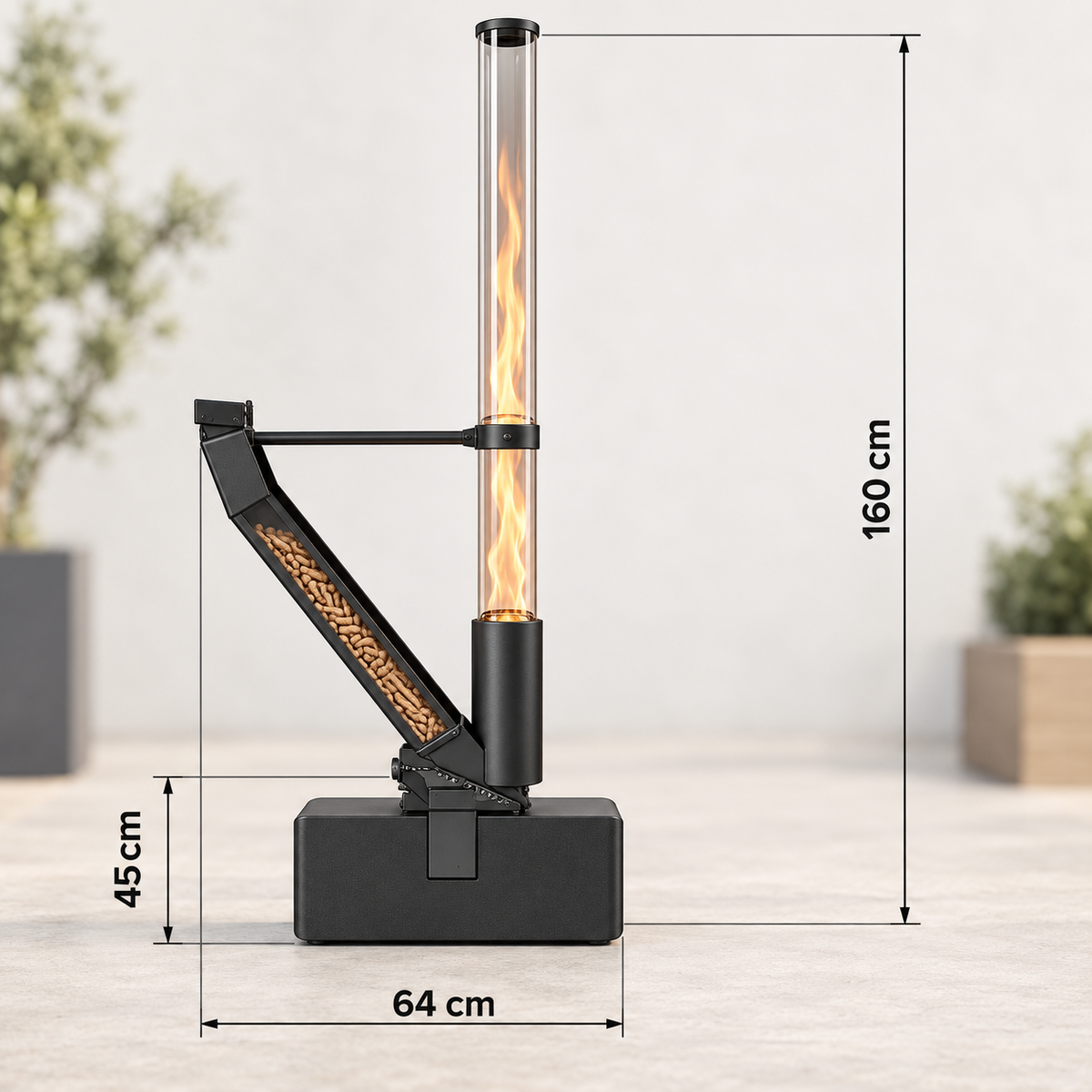 Glomora – Utendørs terrassevarmer med trepellets