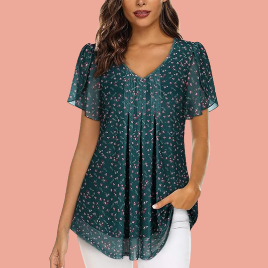 Amalie – Grønn blomsterbluse