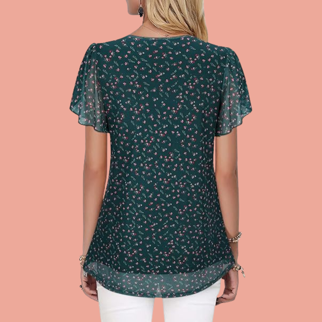 Amalie – Grønn blomsterbluse