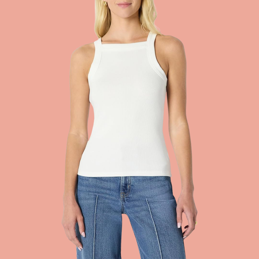 Lova – Hvit ribbestrikket topp