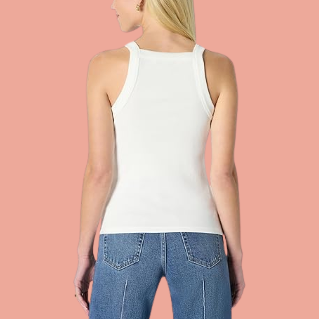 Lova – Hvit ribbestrikket topp